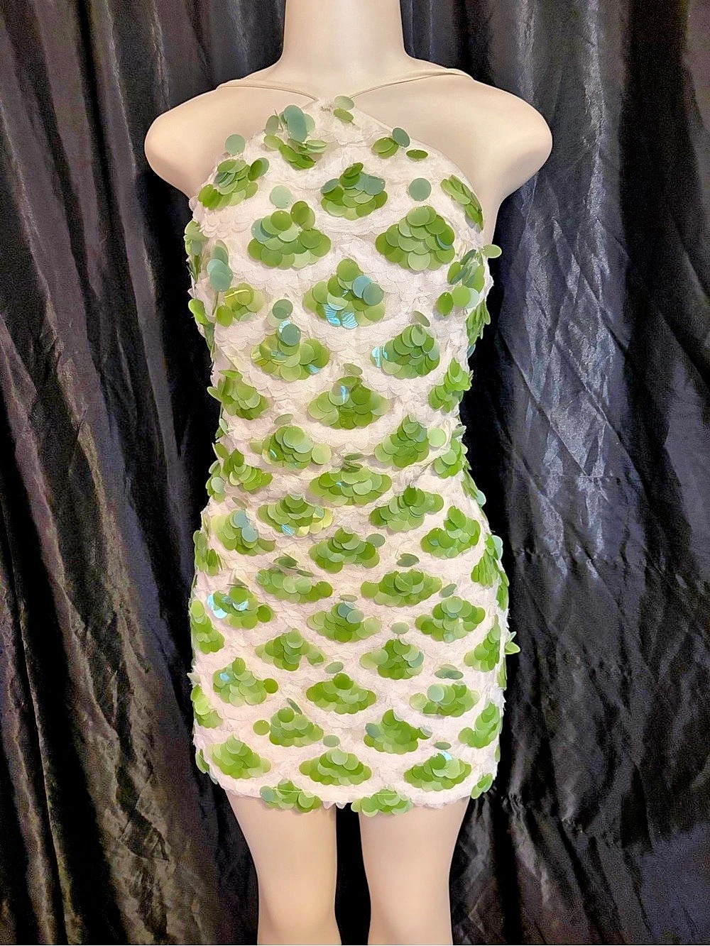 Floral Mini Dress in Green & White Size XL Like New
